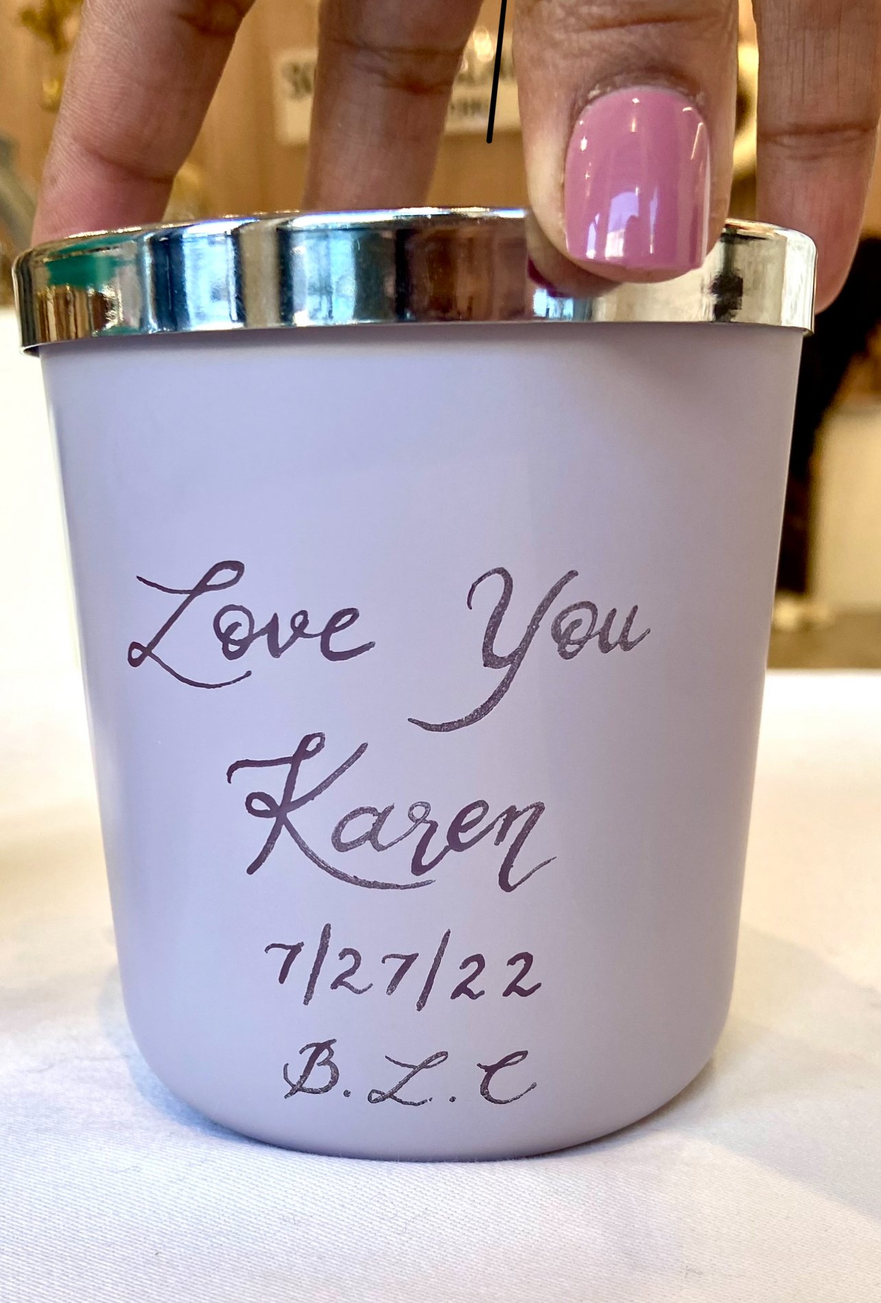 Engraving on Candle
