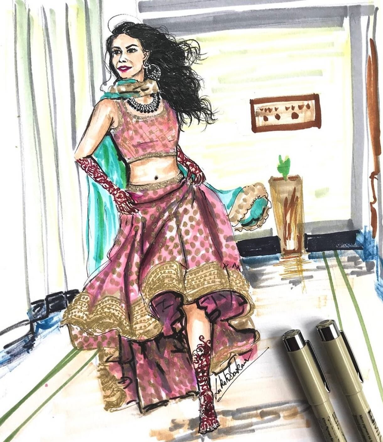 An oldie but a goodie &hellip; 
I&rsquo;ve sketched my fair share of runaway brides .. this one&rsquo;s racing to the weekend - I like to think !
Image credit : @infinite_memories09