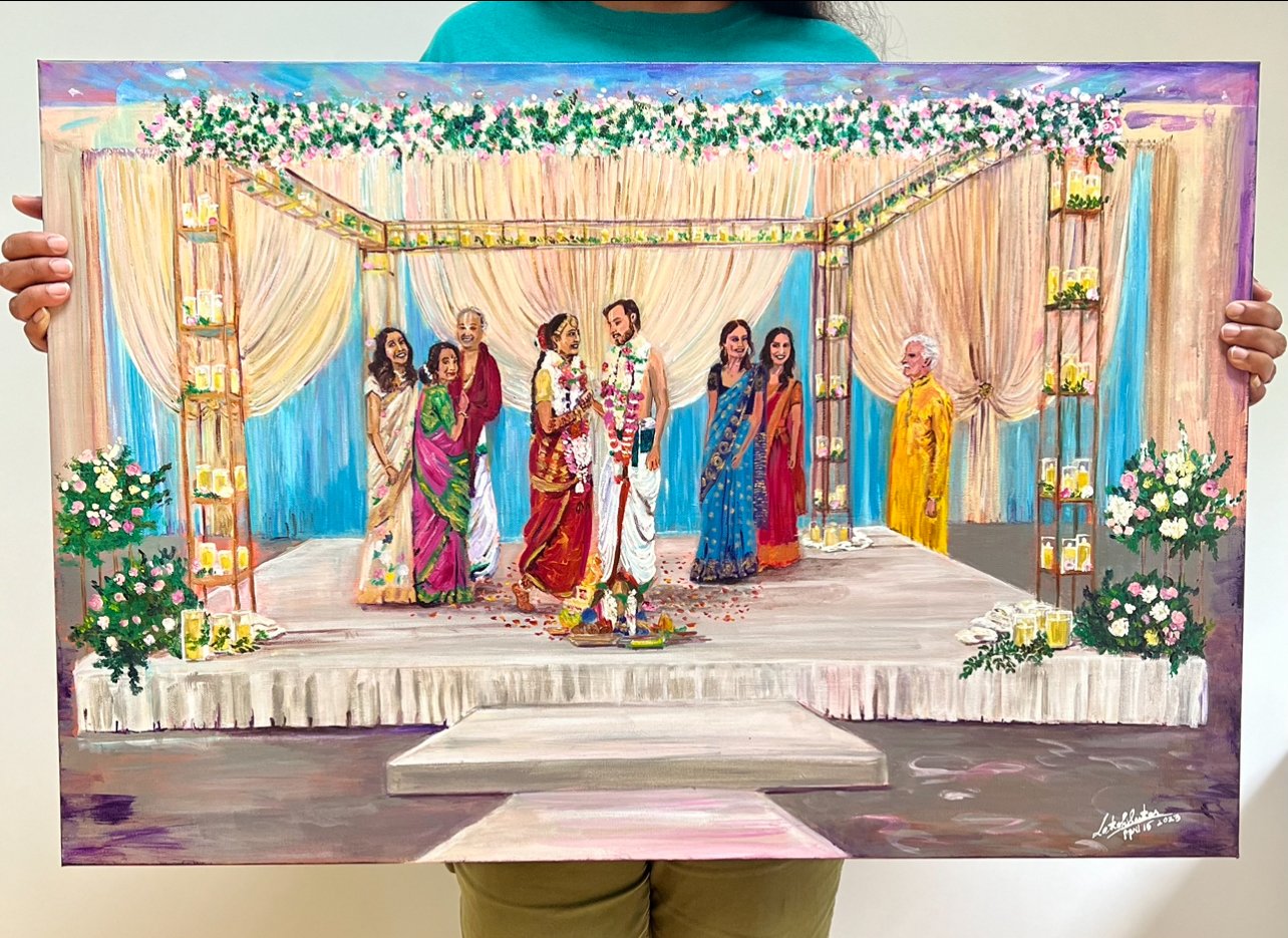 Mayflower Hotel , Washington DC Wedding - Live Painting for Sanjana and Matthew