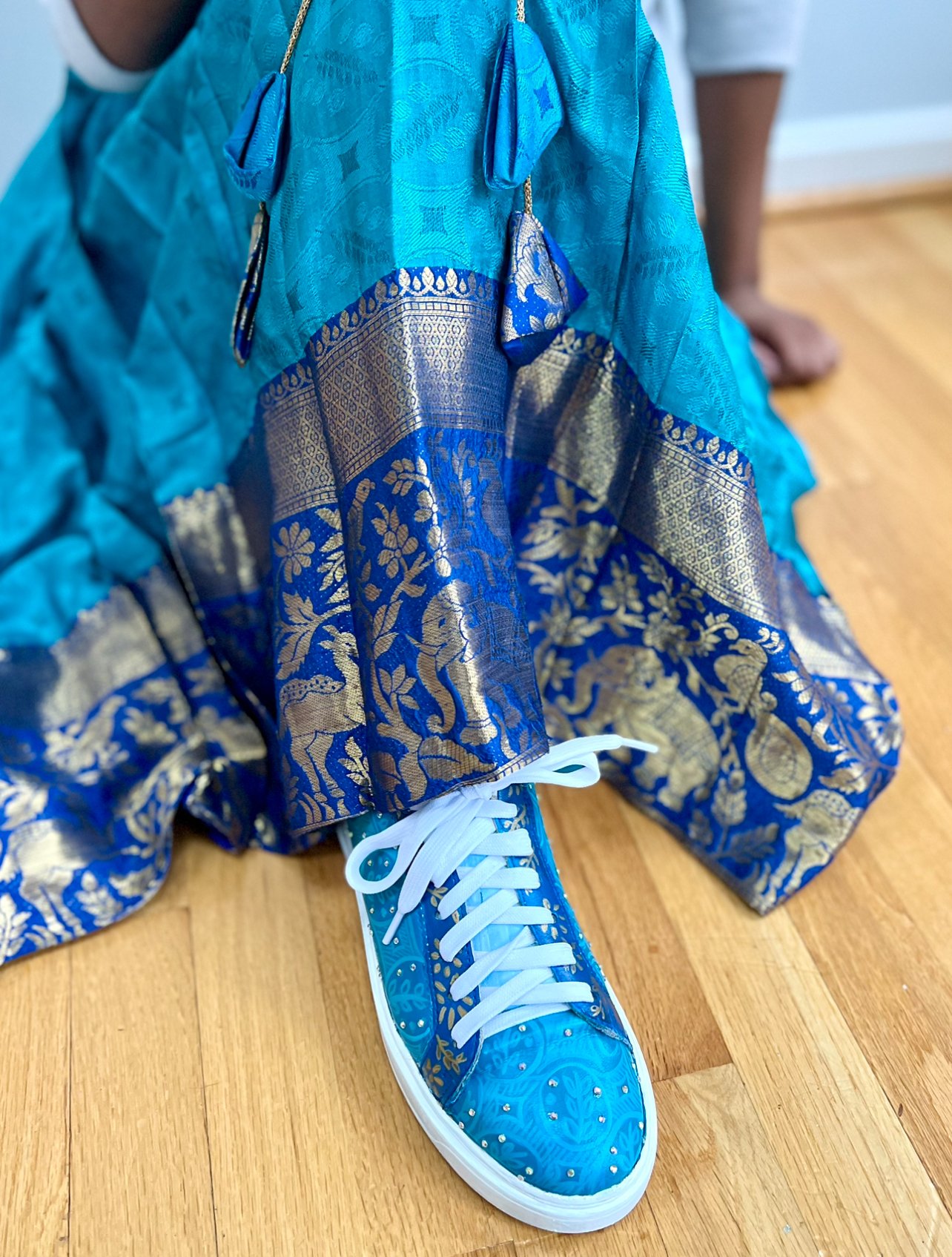 Custom Painted Sneakers for Bridal Lehenga