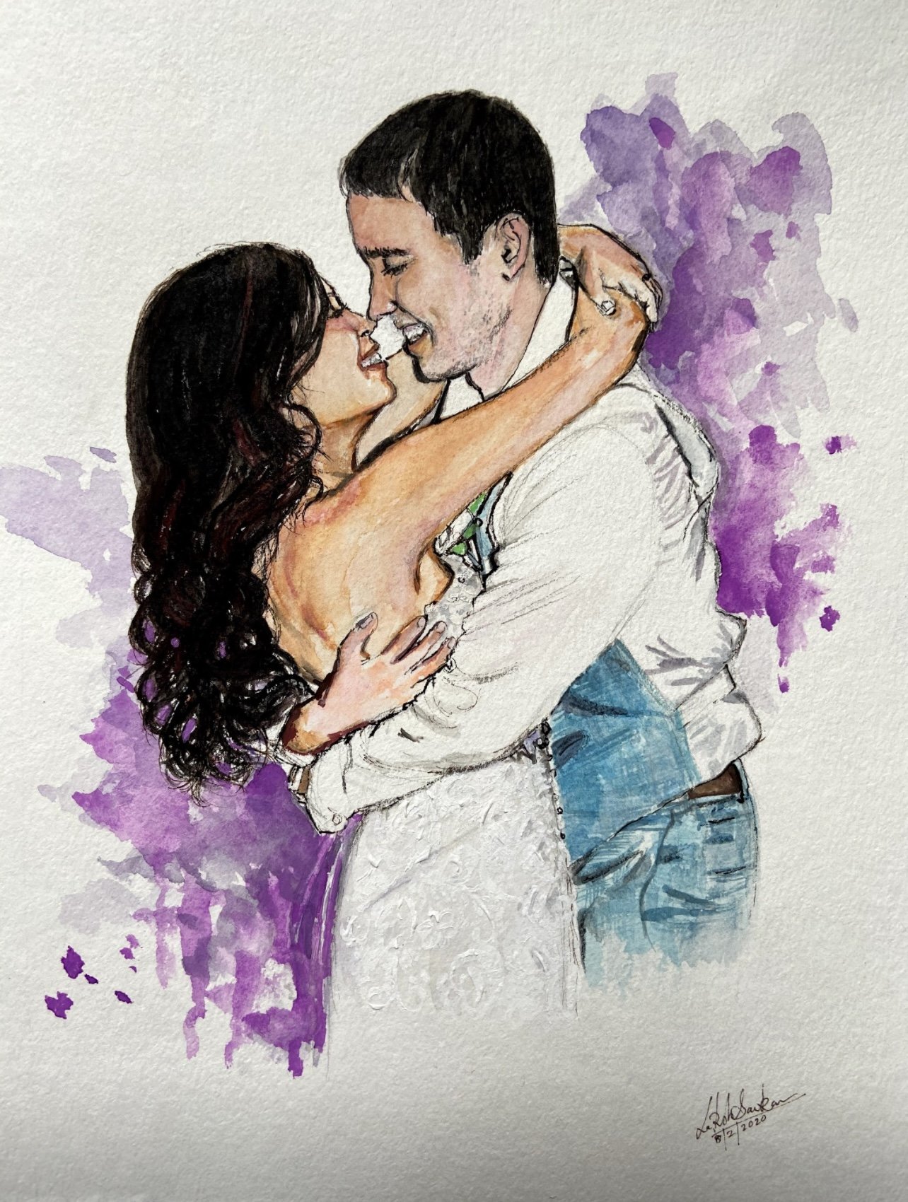 Custom Watercolor Illustration of Wedding Couple