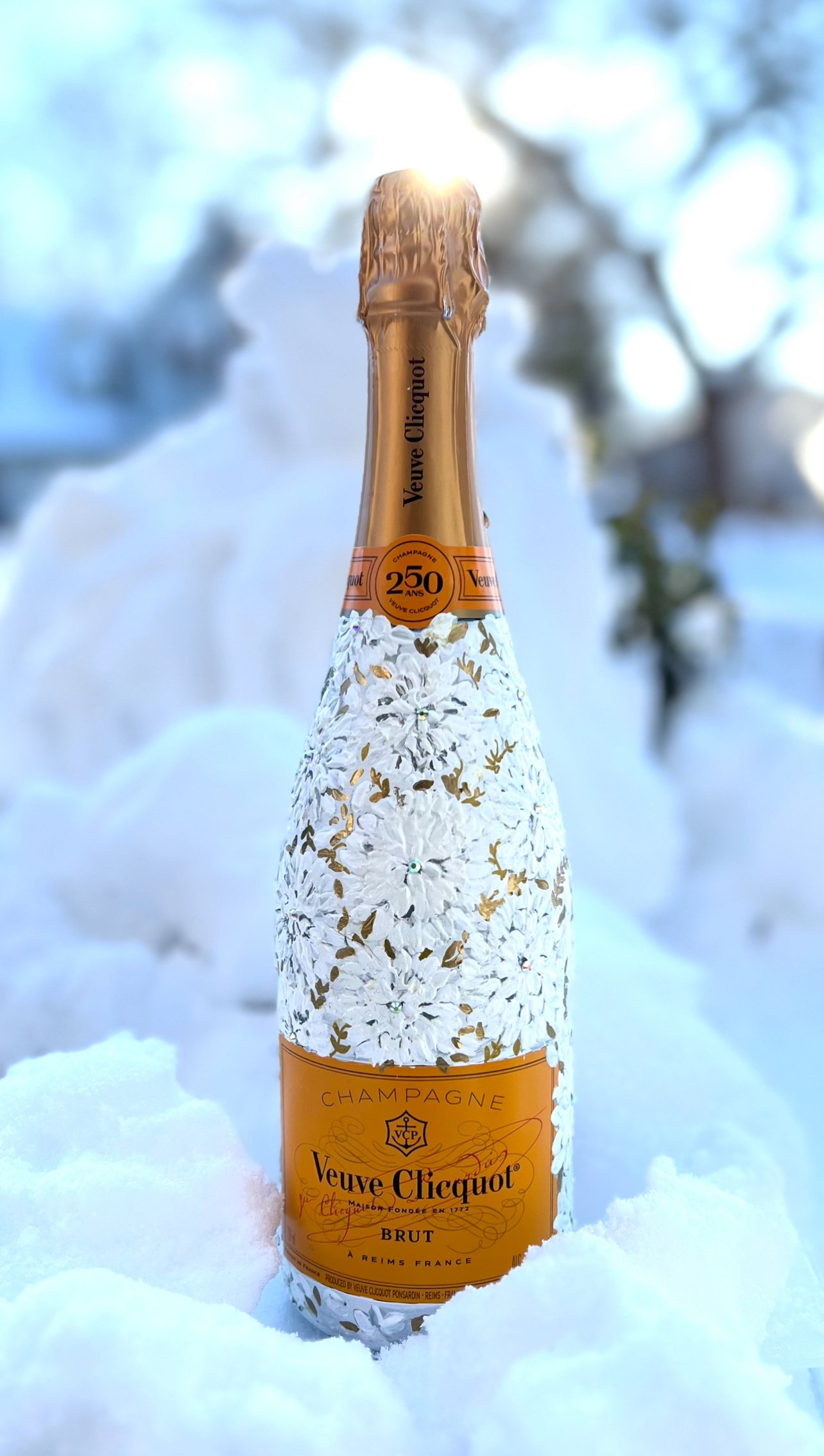 Custom Painted Vueve Champagne Bottle